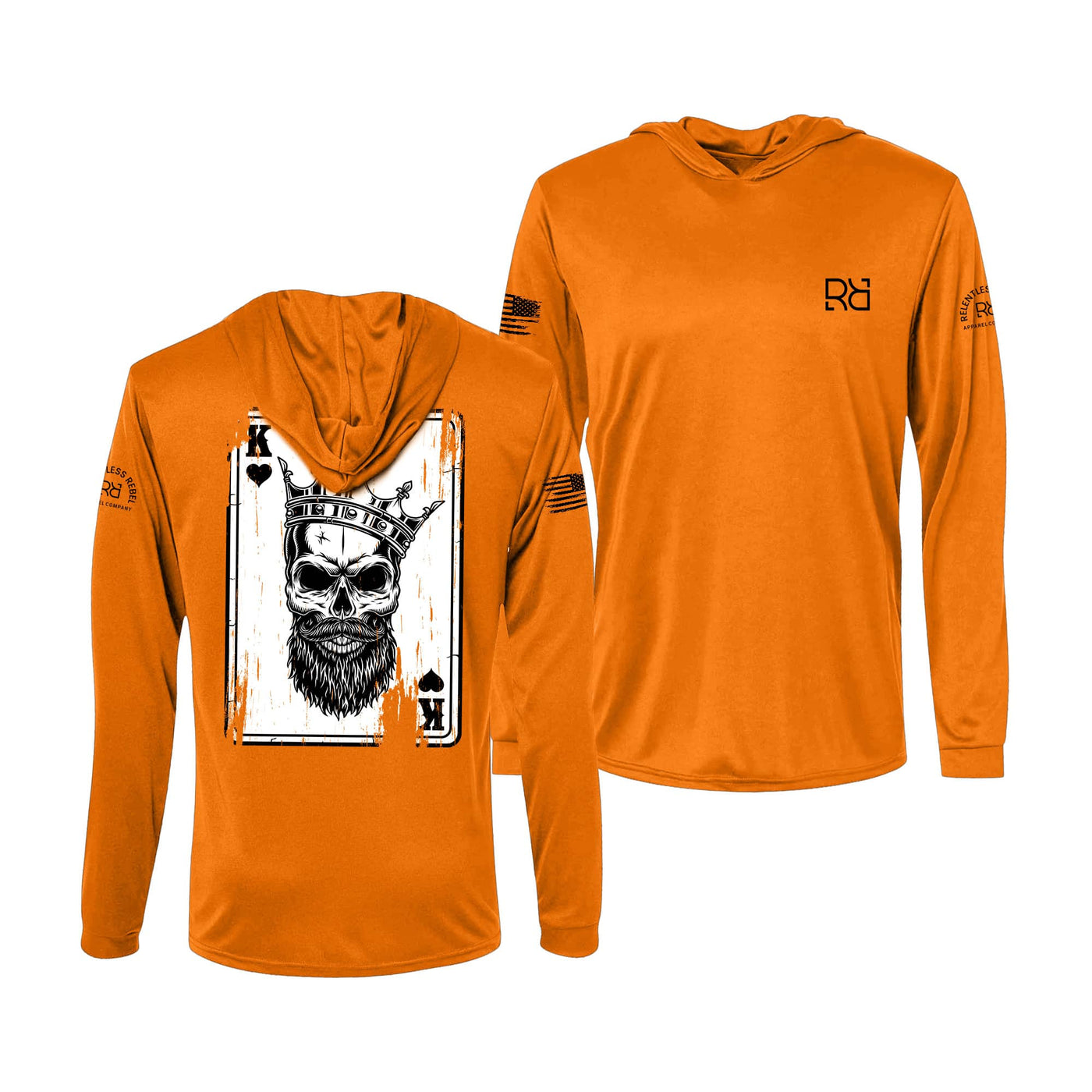 Neon Orange Rebel King "Rebel Ace" Men's Long Sleeve Dri Fit