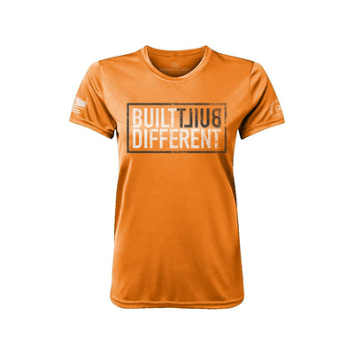 Built Different Front Neon Orange Women's Dry Fit Tee