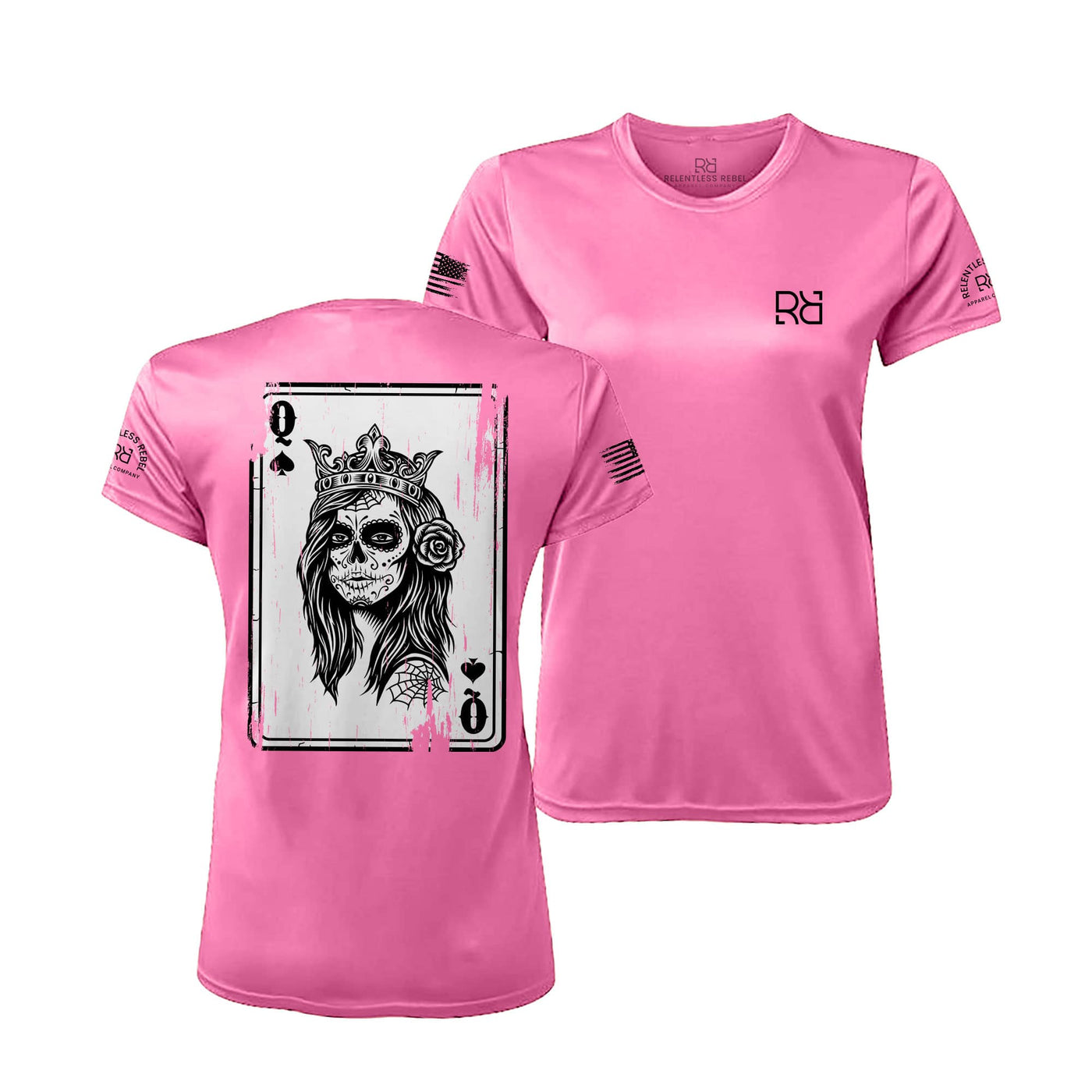 Neon Pink Rebel Queen "Rebel Ace" Women's Dri Fit Tee