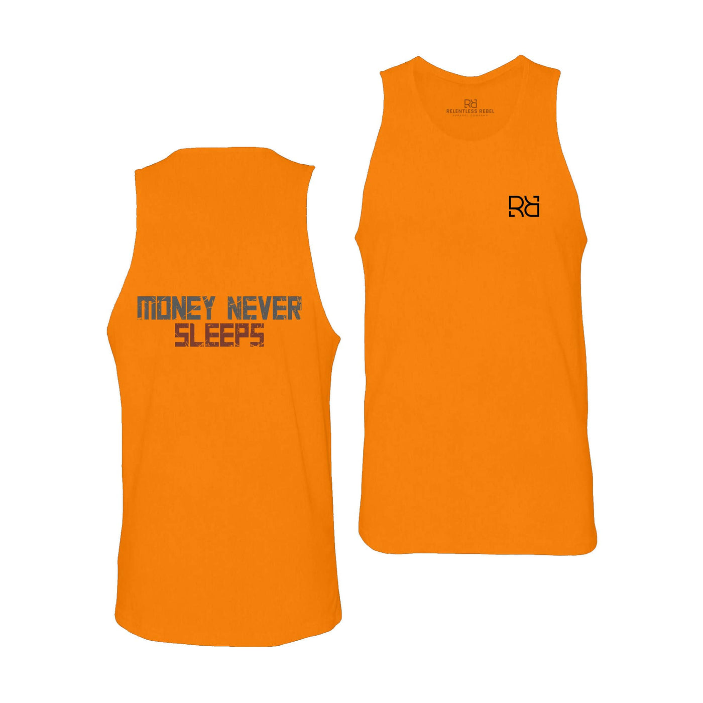 Orange Money Never Sleeps Men's Tank Top