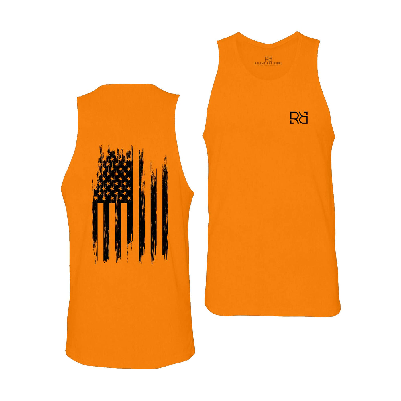 Orange Men's Rebel Patriot Flag Back Design Tank