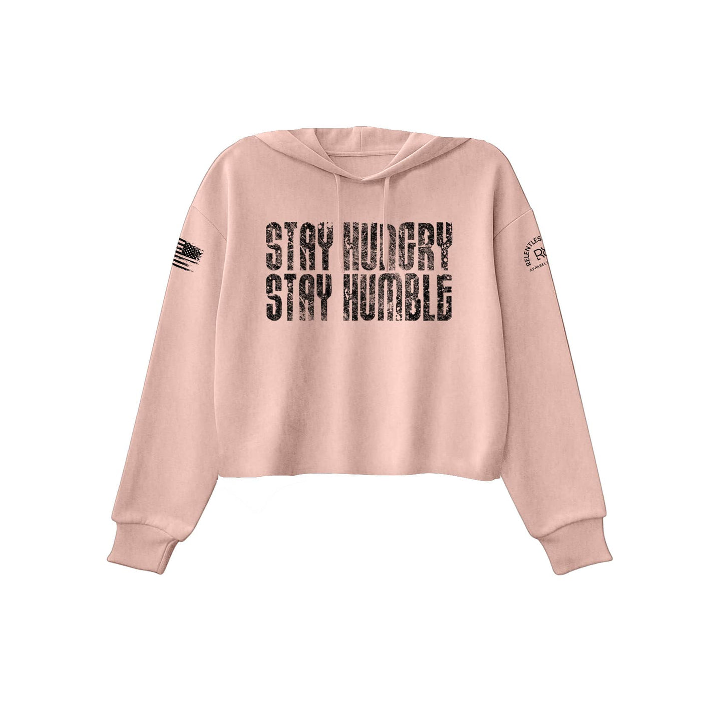 Peach Stay Hungry Stay Humble Women's Cropped Hoodie