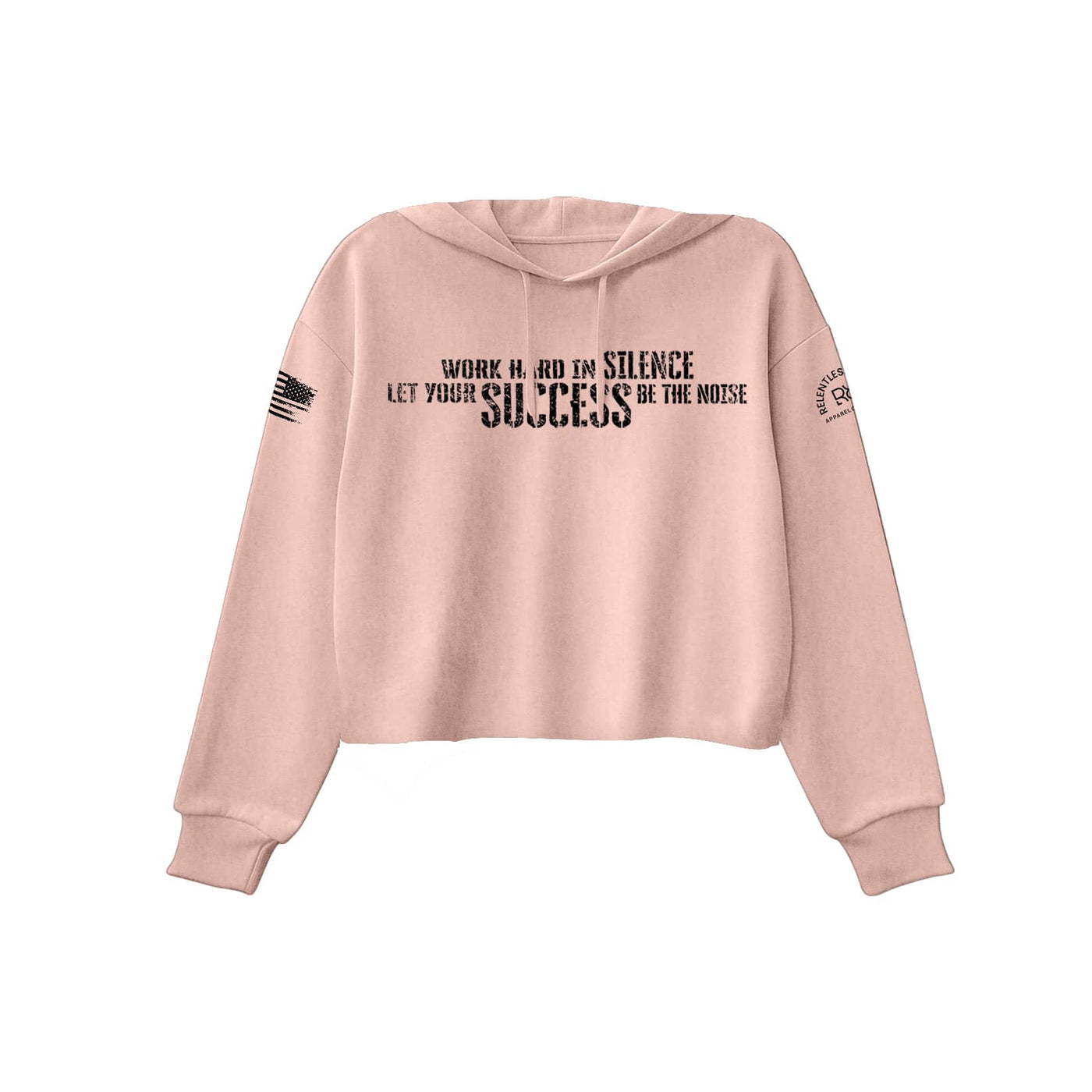 Peach Work Hard in Silence Women's Cropped Hoodie