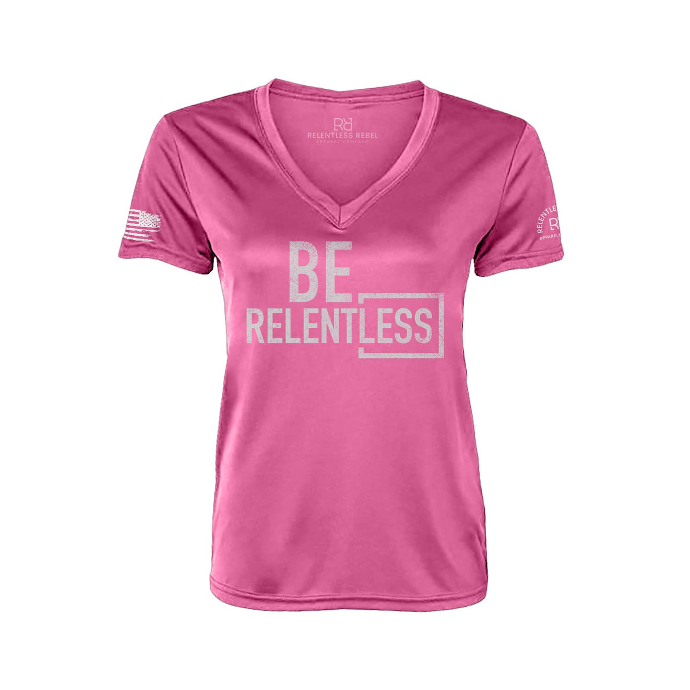 Be Relentless | W | Front | Women's V-Neck Dry Fit T-Shirt | UPF50