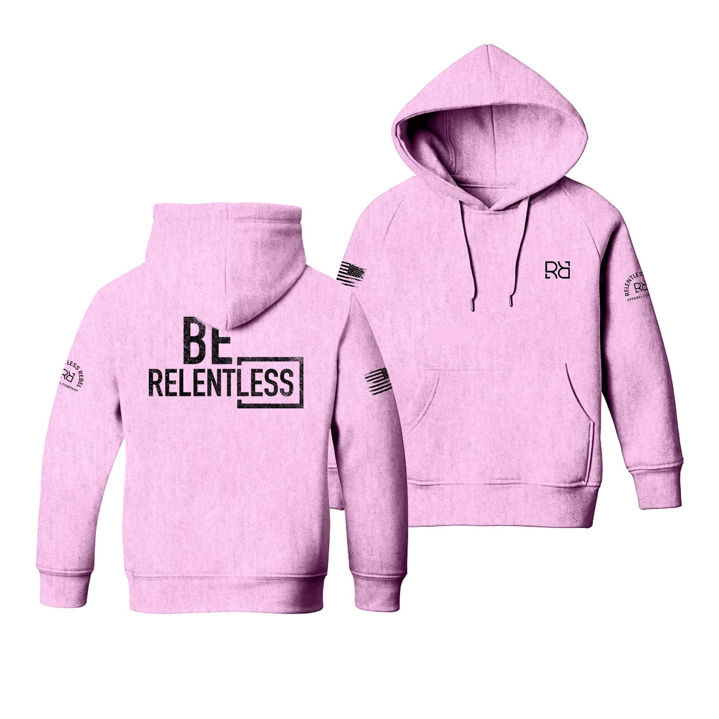 Light Pink Youth Be Relentless Back Design Hoodie