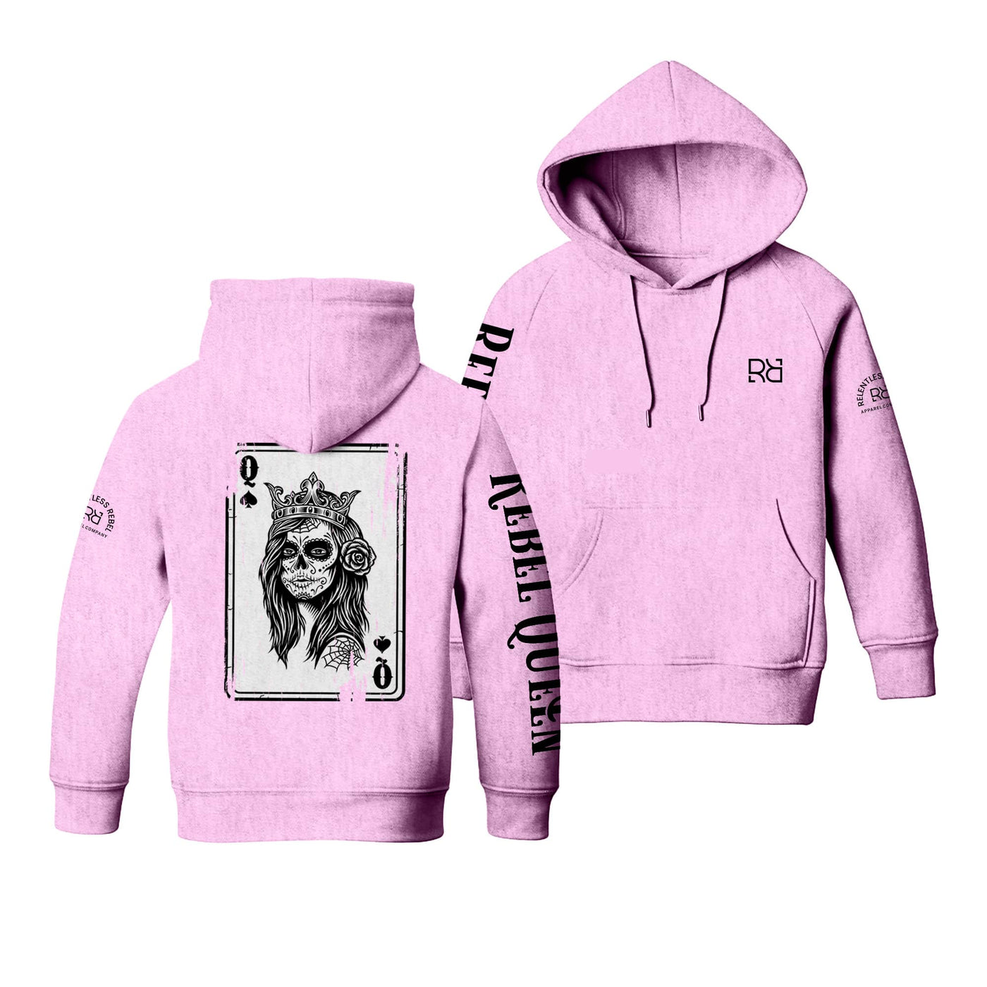 Light Pink Youth Rebel 'Mini' Queen - Rebel Ace Sleeve & Back Design Hoodie