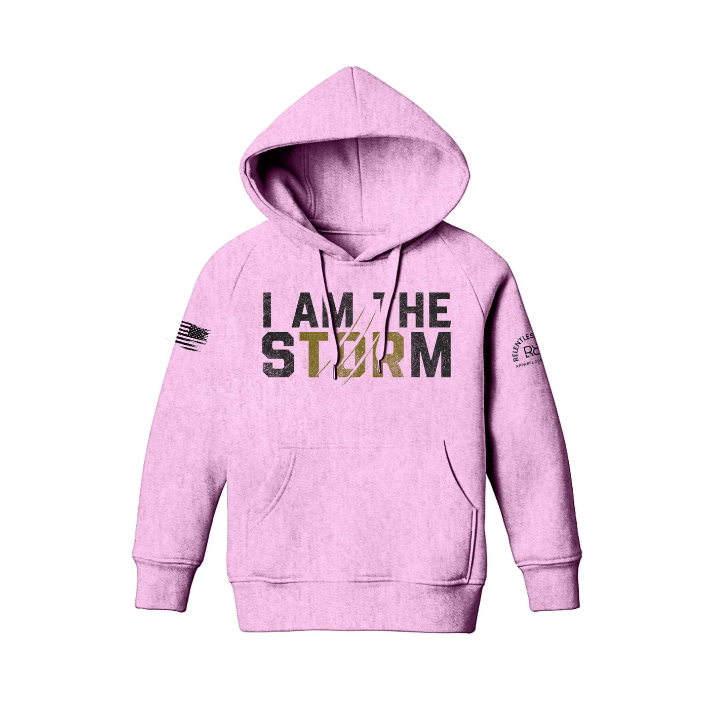Light Pink Youth I Am The Storm Front Design Hoodie