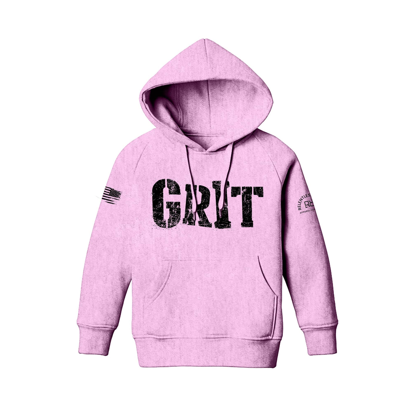 Light Pink Youth Grit Front Design Hoodie