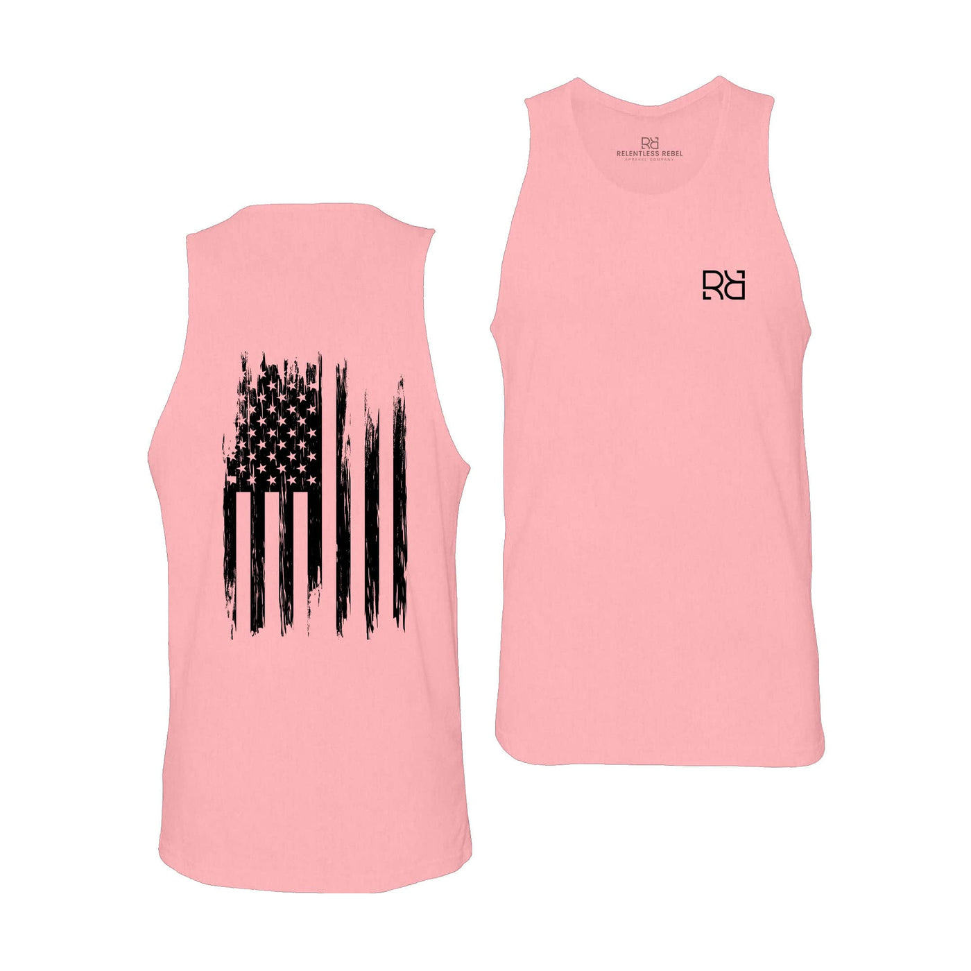 Pink Men's Rebel Patriot Flag Back Design Tank