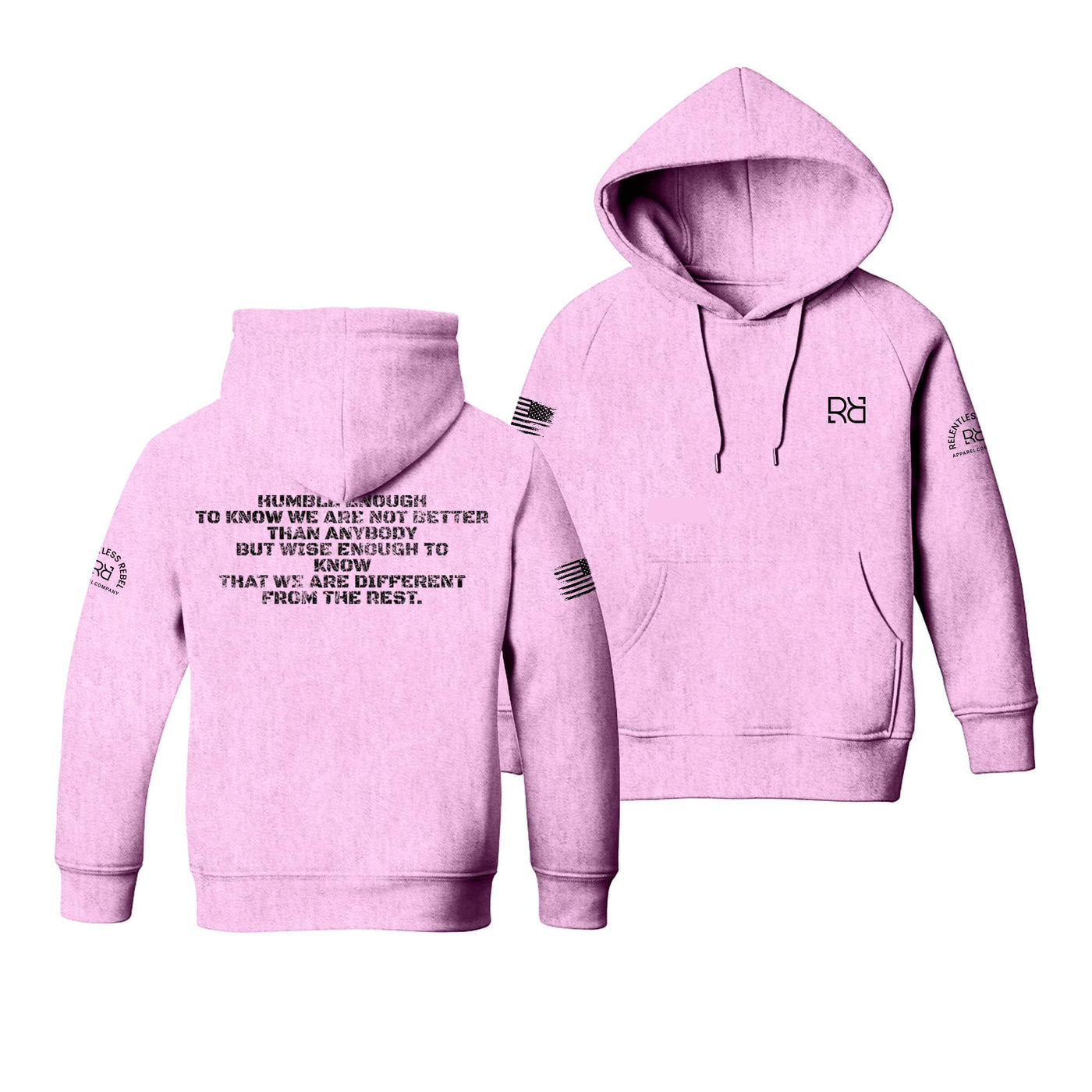 Light Pink Youth Humble Enough Back Design Hoodie