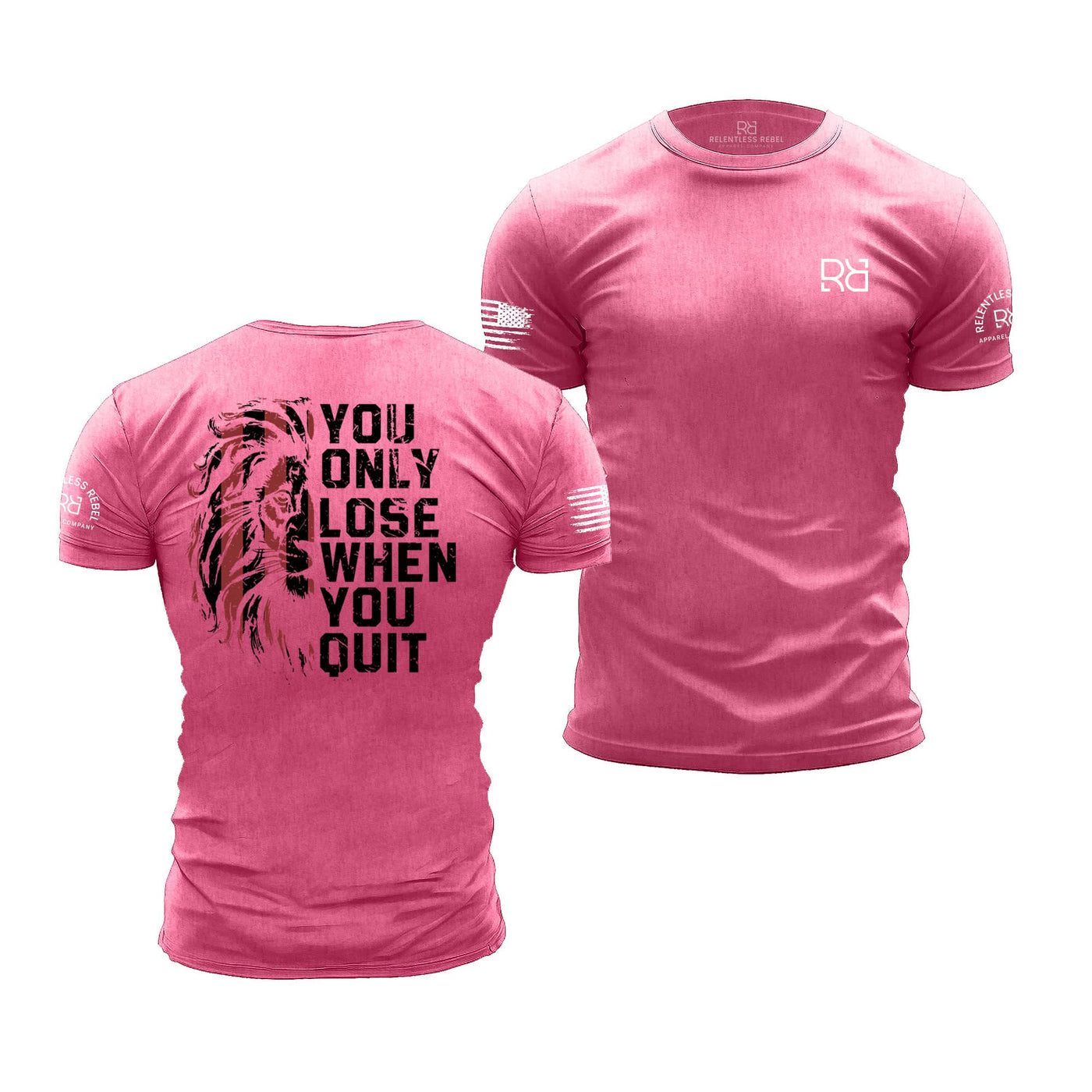 Charity Pink Men's You Only Lose When You Quit Back Design Tee