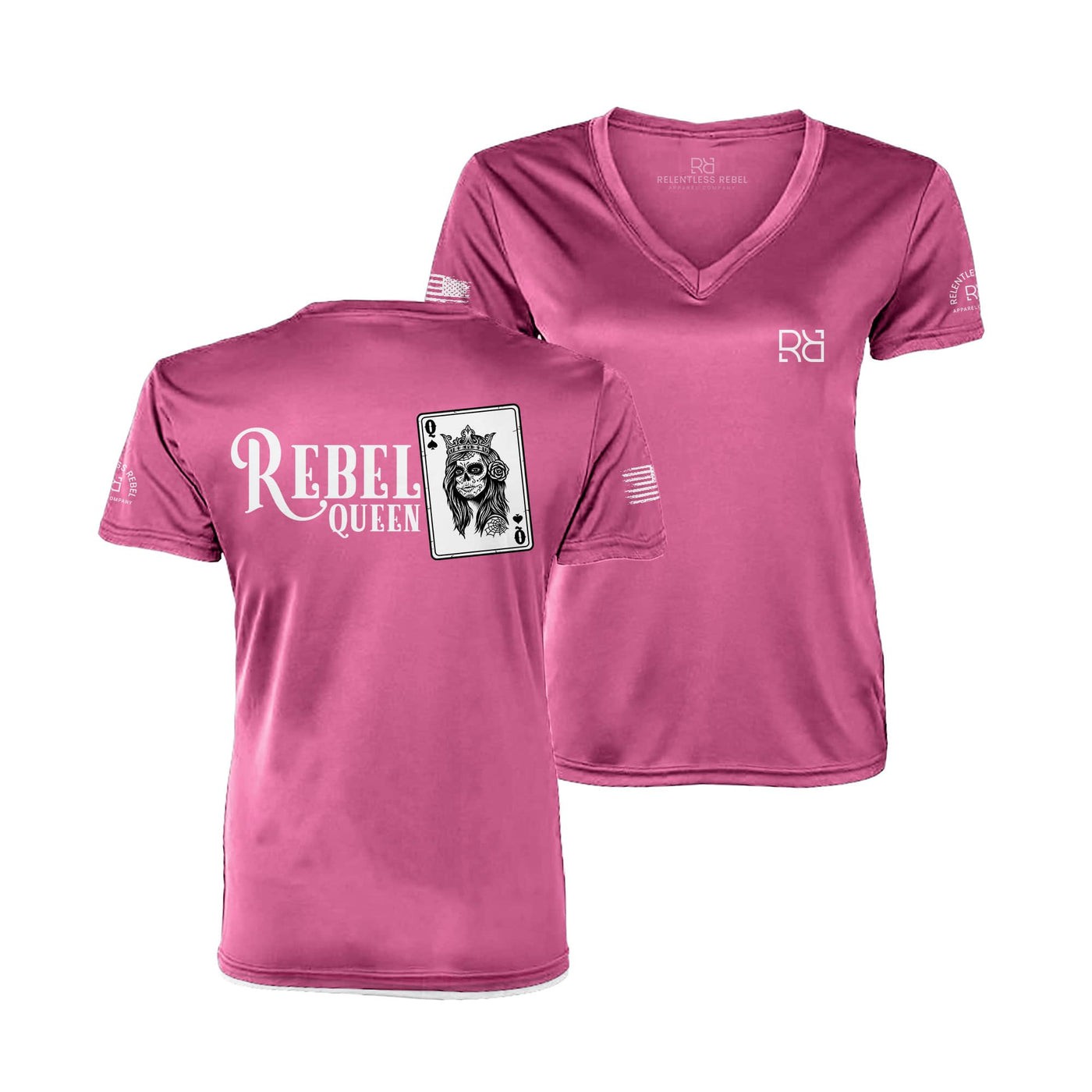 Pink Rebel Queen Women's V-Neck Dri Fit Tee