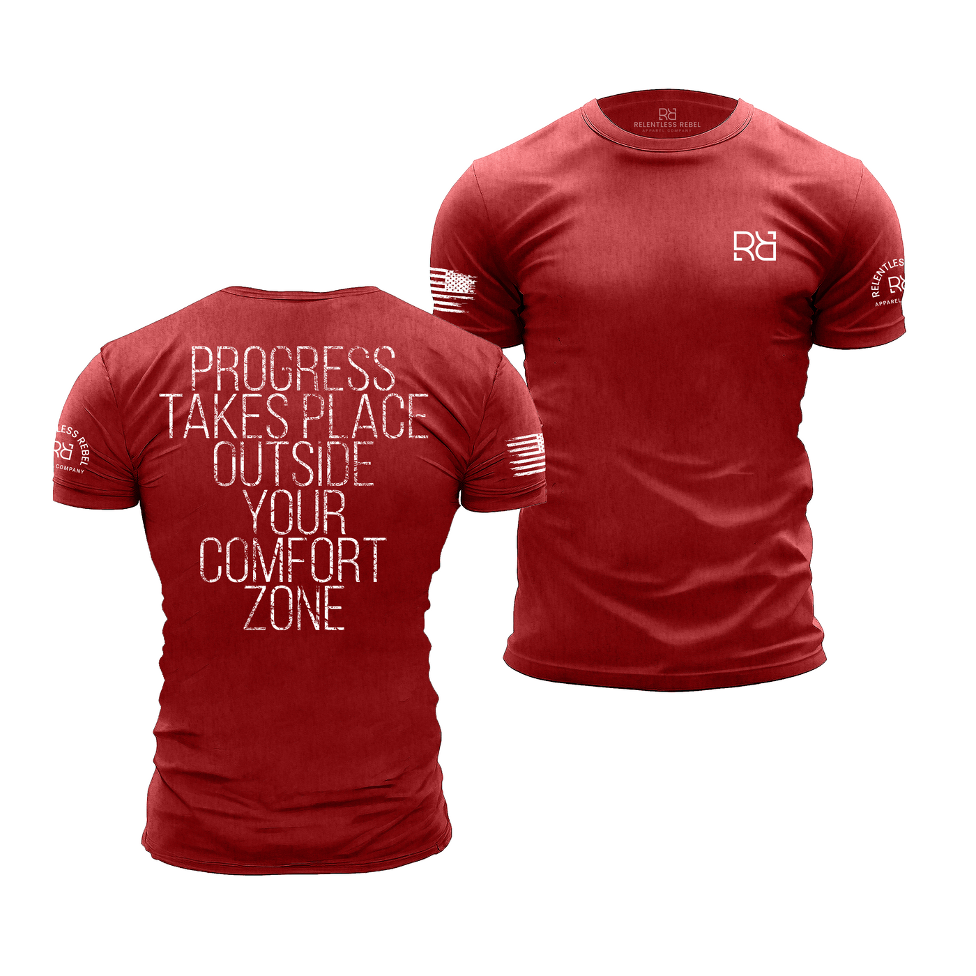 Heather Red Men's Progress Takes Place Back Design Tee