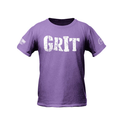 Heather Purple Youth Grit Front Design Tee