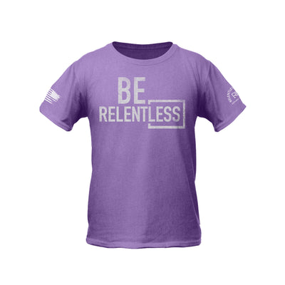 Heather Purple Youth Be Relentless Front Design Tee