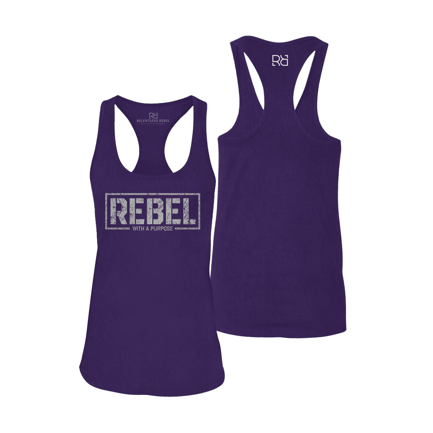 Team Purple Women's Rebel With A Purpose Front Design Razer Back Tank