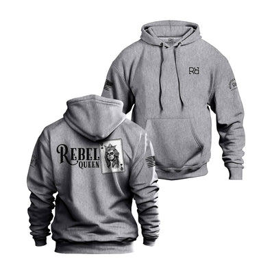 Gunmetal Heather Men's Cut Rebel Queen Back Design Hoodie