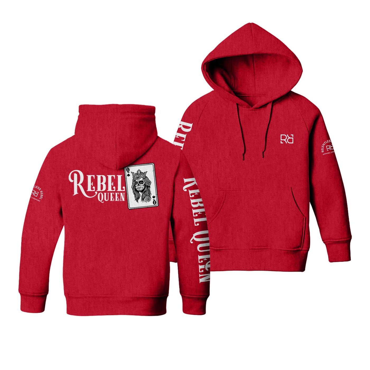 Red Youth Rebel 'Mini' Queen - Rebel Ace Sleeve & Back Design Hoodie