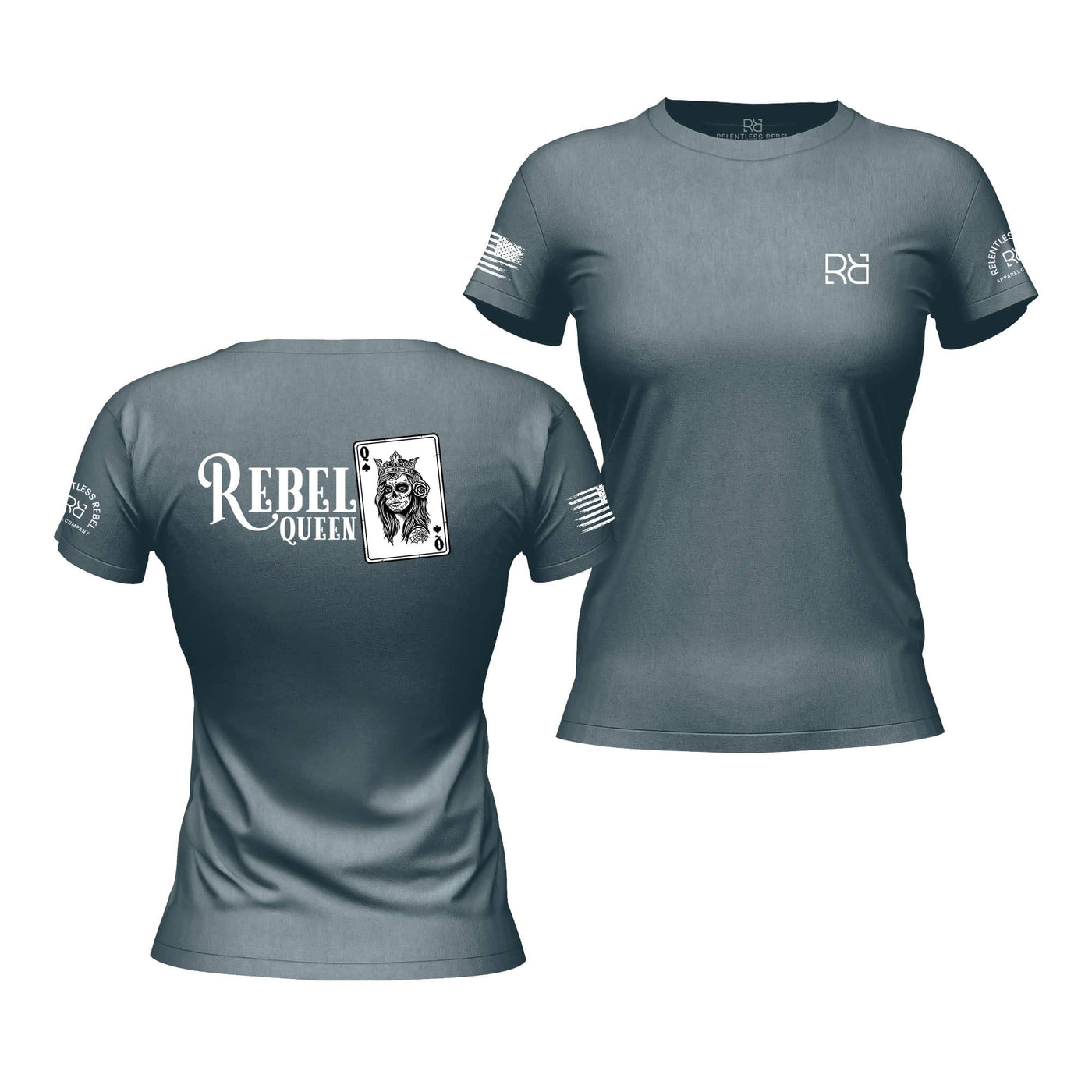 Heather Slate Women's Rebel Queen Back Design T-Shirt