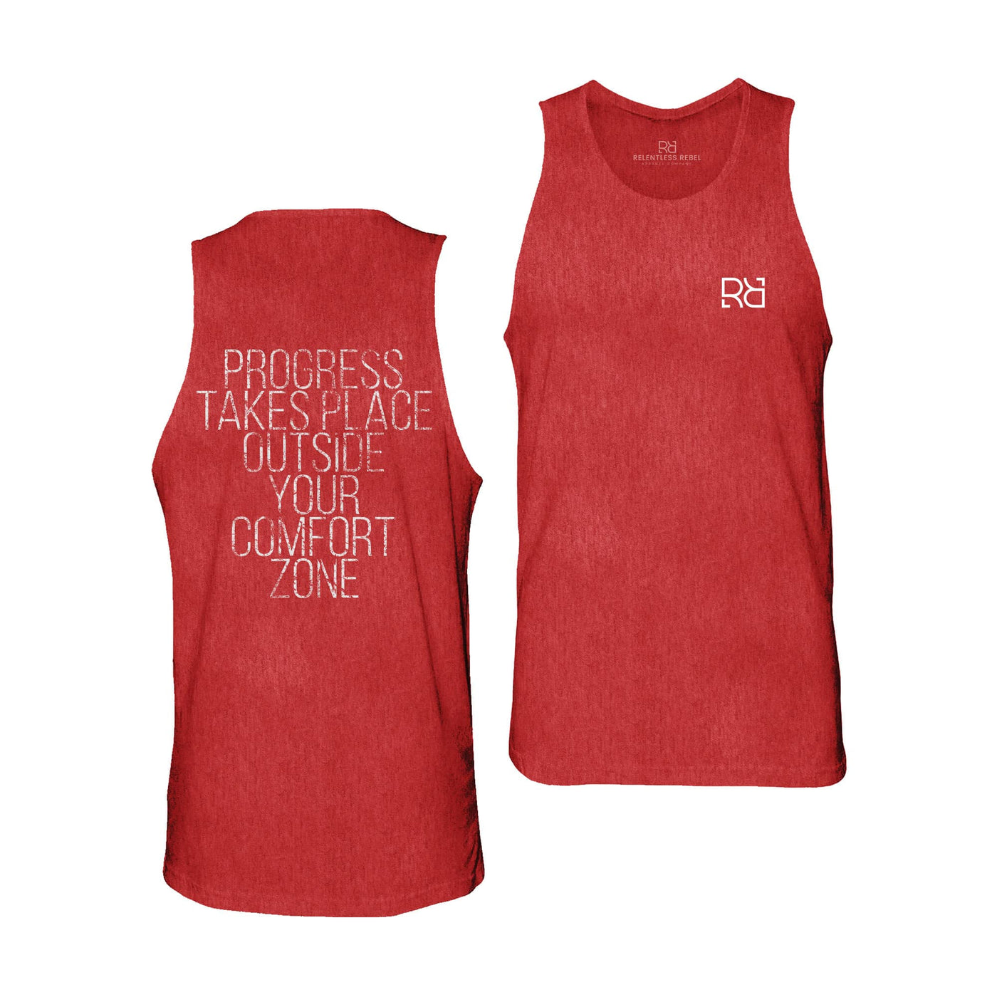 Red Progress Takes Place Outside Your Comfort Zone Men's Tank Top