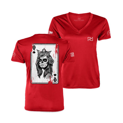 Red Rebel Queen "Rebel Ace" Women's V-Neck Dri Fit Tee