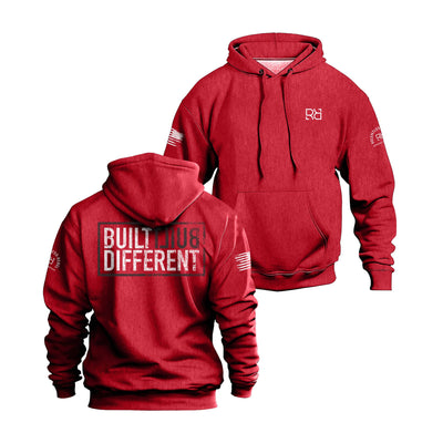 Built Different back design heavyweight rebel red hoodie