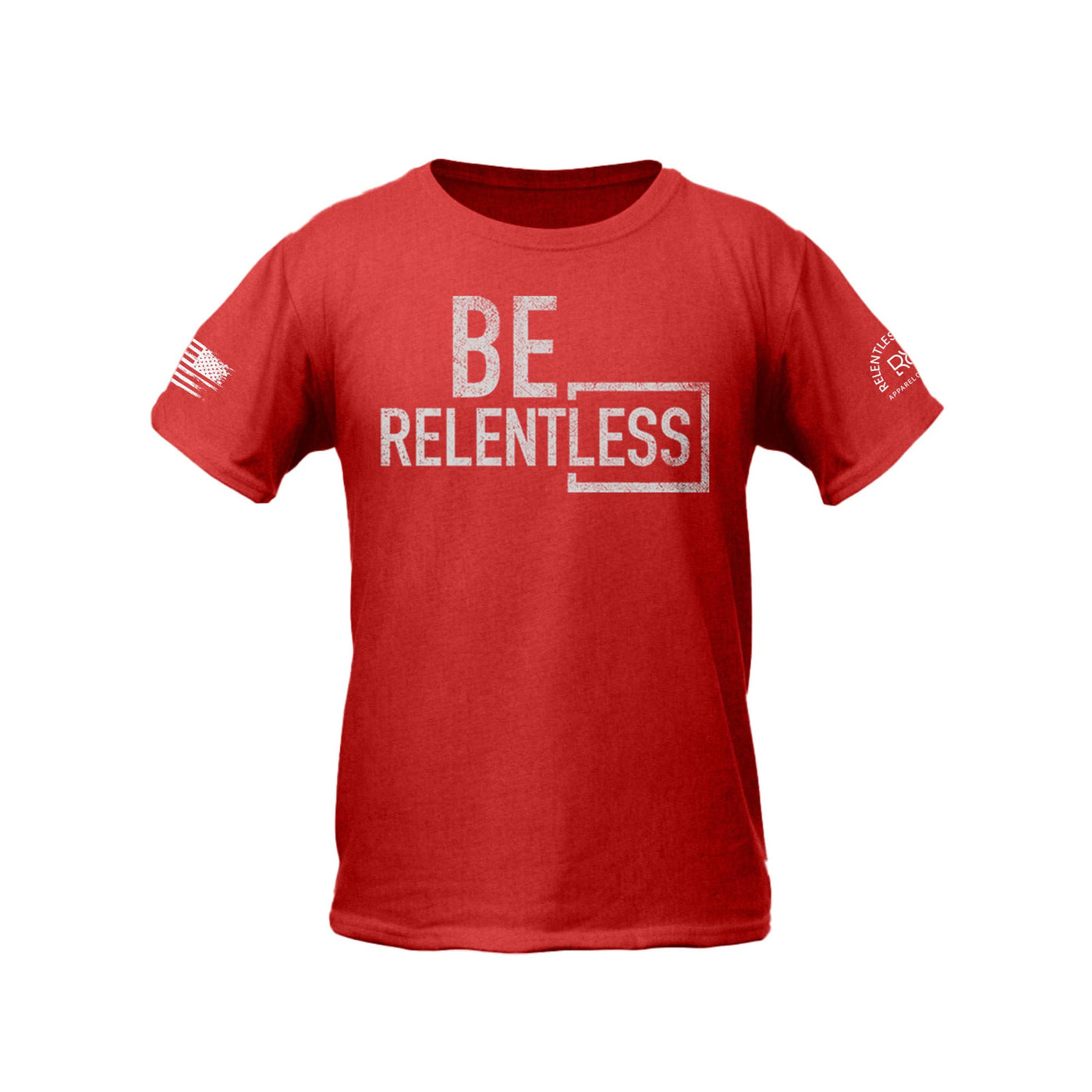 Heather Red Youth Be Relentless Front Design Tee