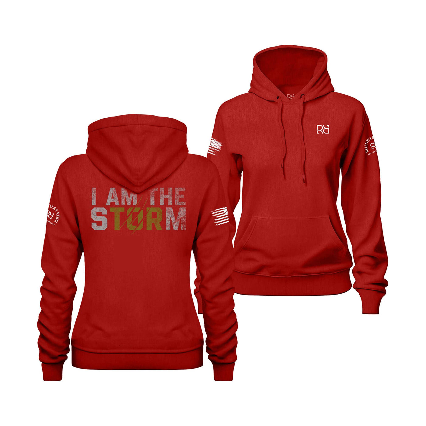 Rebel Red Women's I Am The Storm Back Design Hoodie