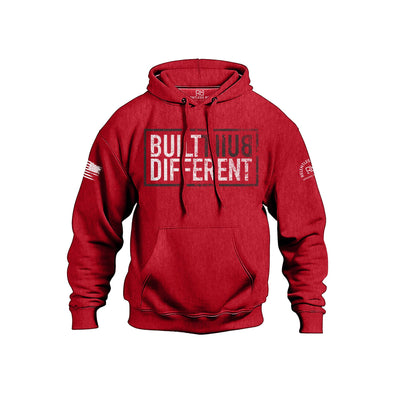 Built Different front design rebel red hoodie