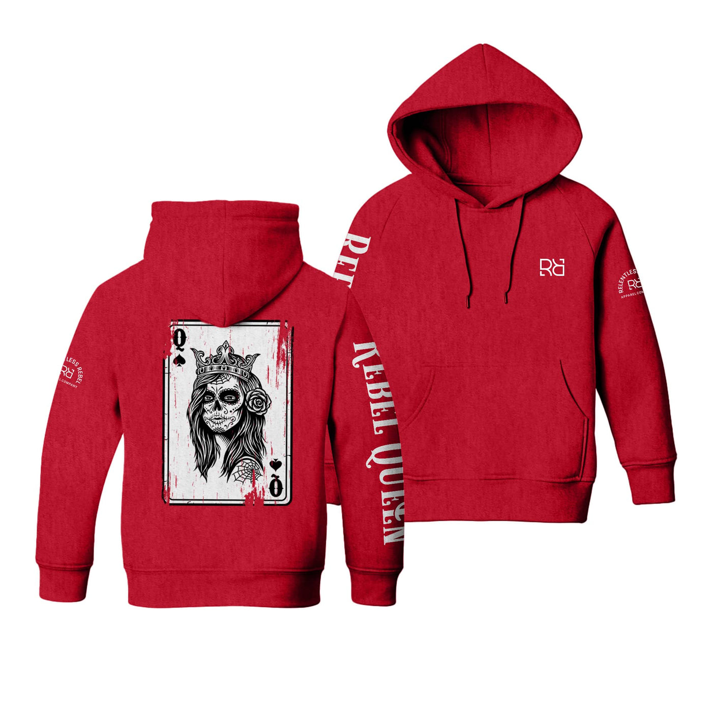 Red Youth Rebel 'Mini' Queen - Rebel Ace Sleeve & Back Design Hoodie