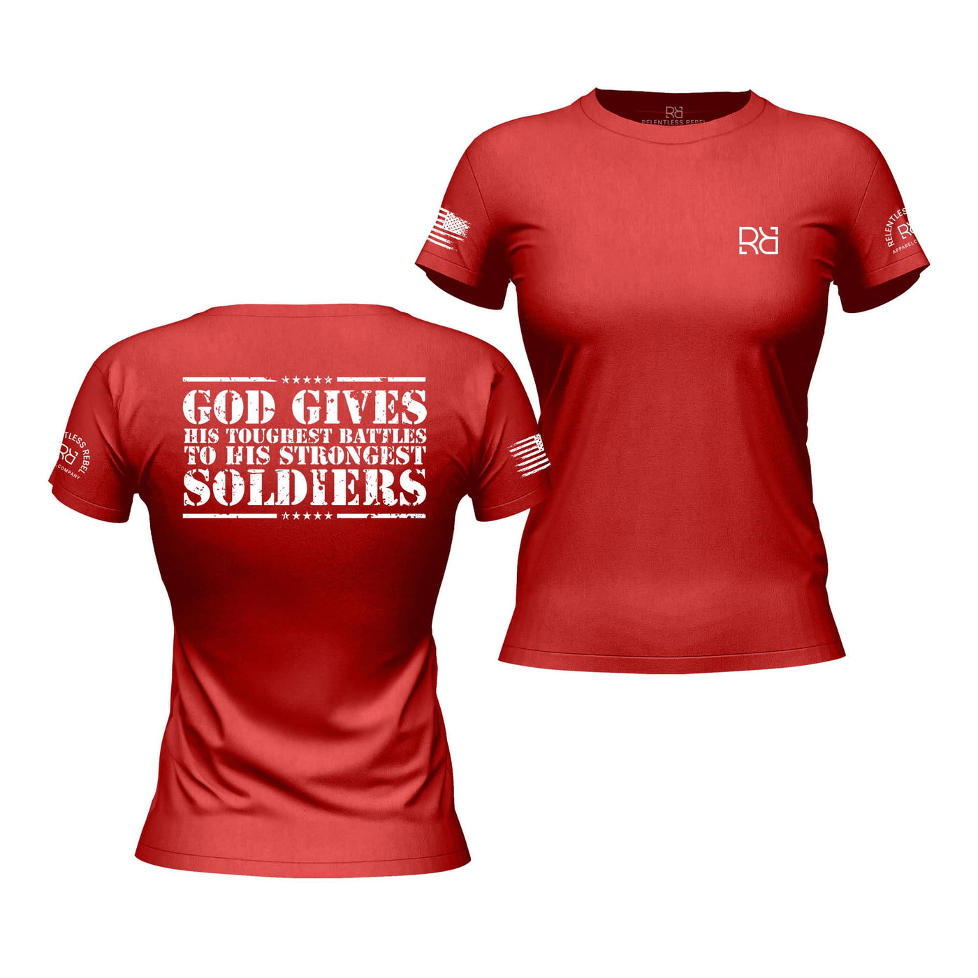 Rebel Red Women's God Gives His Toughest Battles Back Design Tee