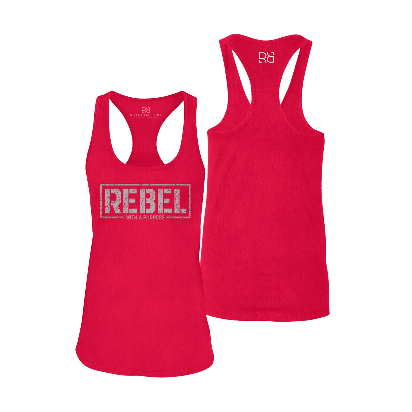 Red Women's Rebel With A Purpose Front Design Razer Back Tank