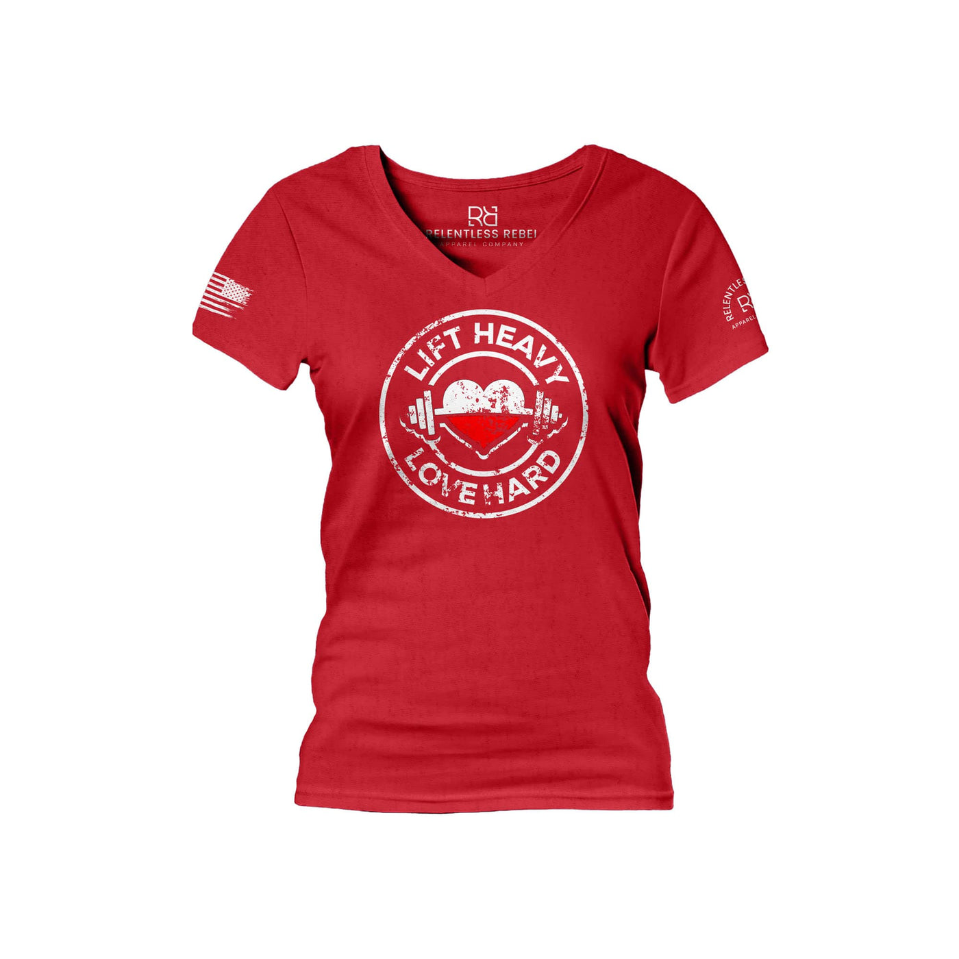 Lift Heavy Love Hard | C | Front | V-Neck Women's Tee