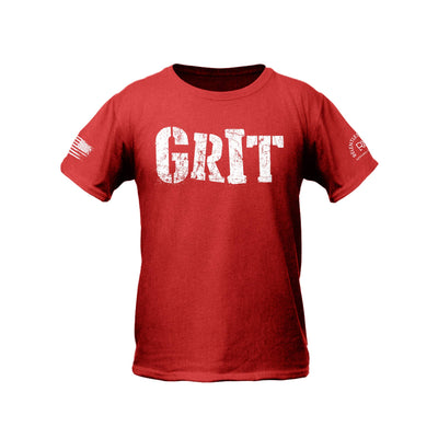 Heather Red Youth Grit Front Design Tee