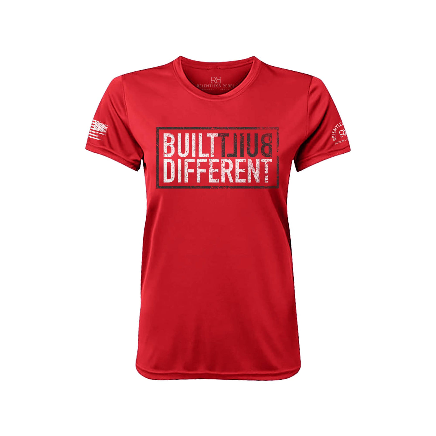 Built Different Front Rebel Red Women's Dry Fit Tee