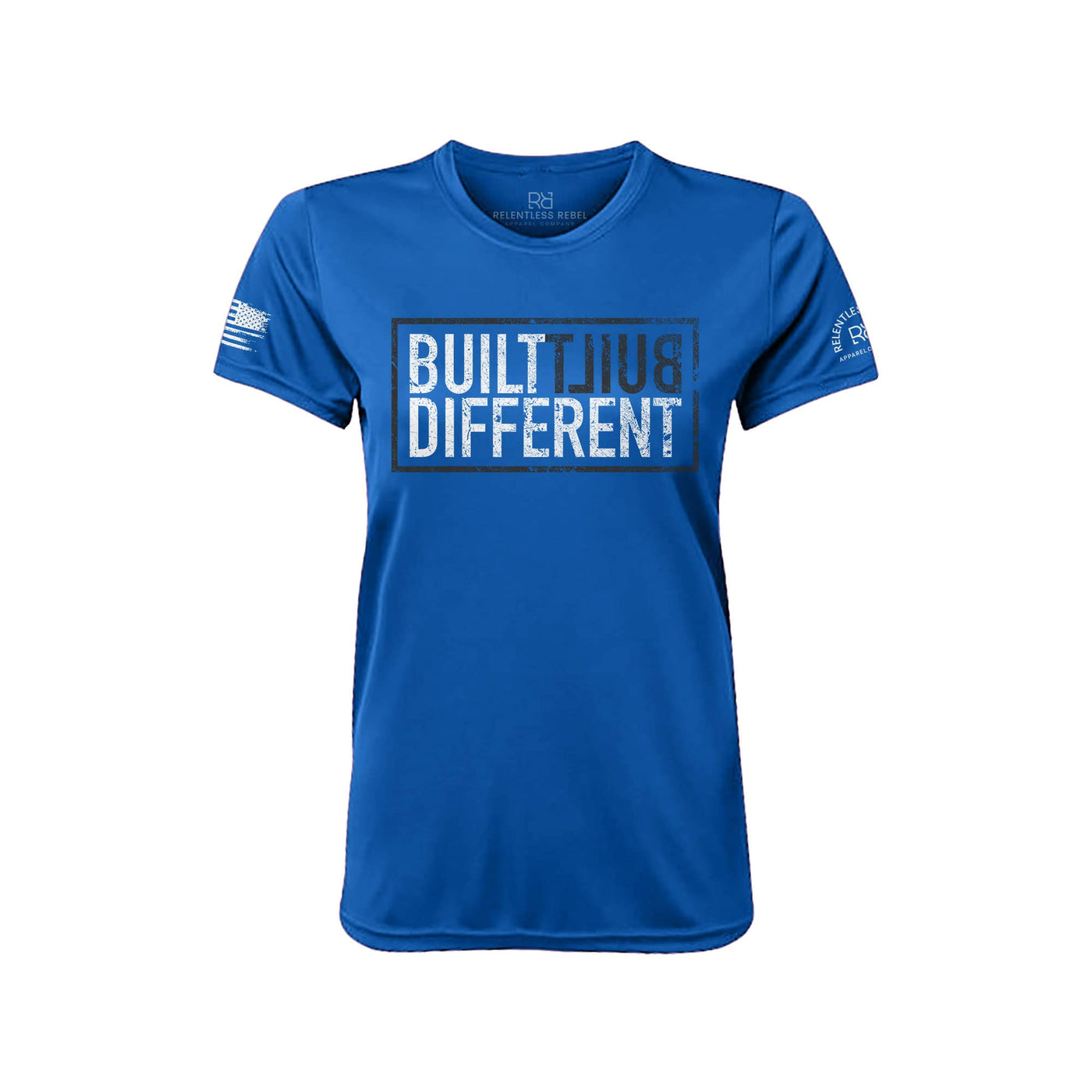 Built Different Front Rebel Blue Women's Dry Fit Tee