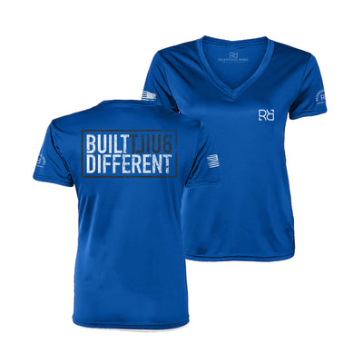 Built Different Royal Women's V-Neck Dry Fit Tee