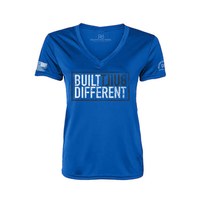 Built Different Royal Front Women's V-Neck Dry Fit Tee