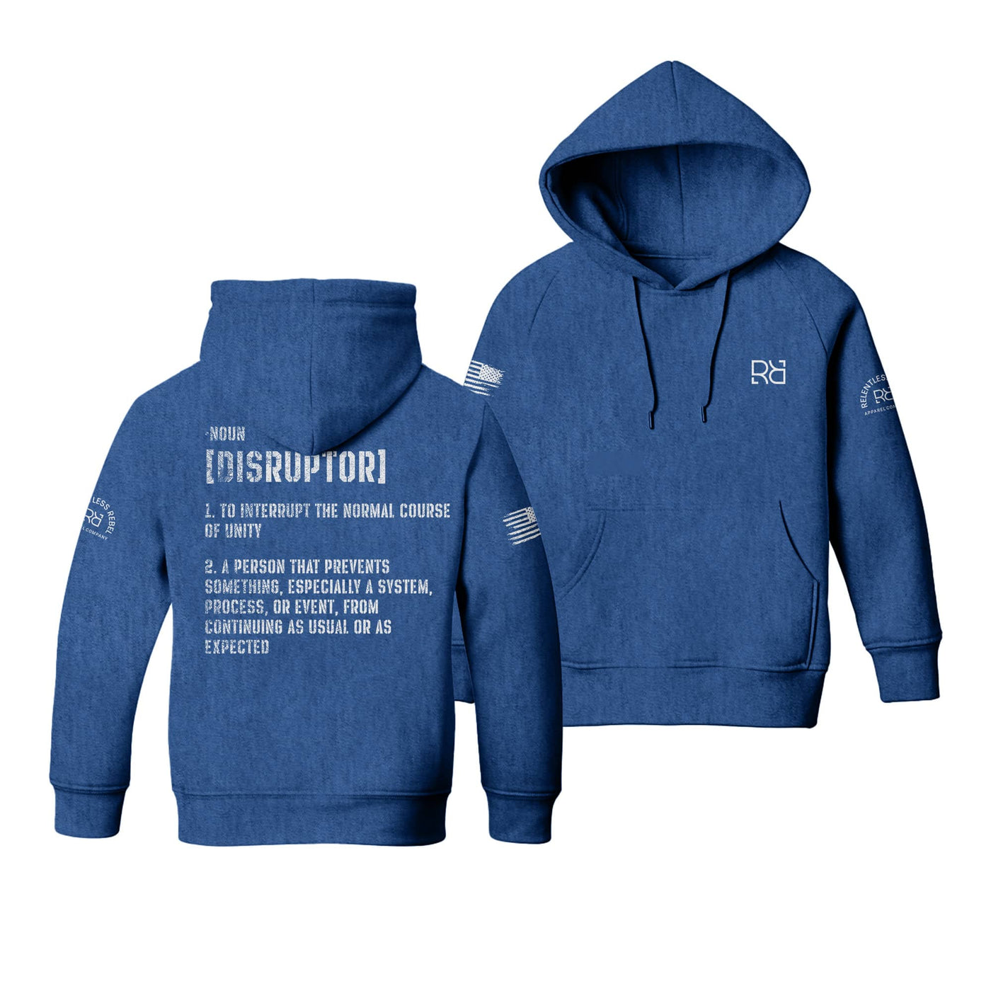 Royal Heather The Disruptor Back Design Youth Hoodie