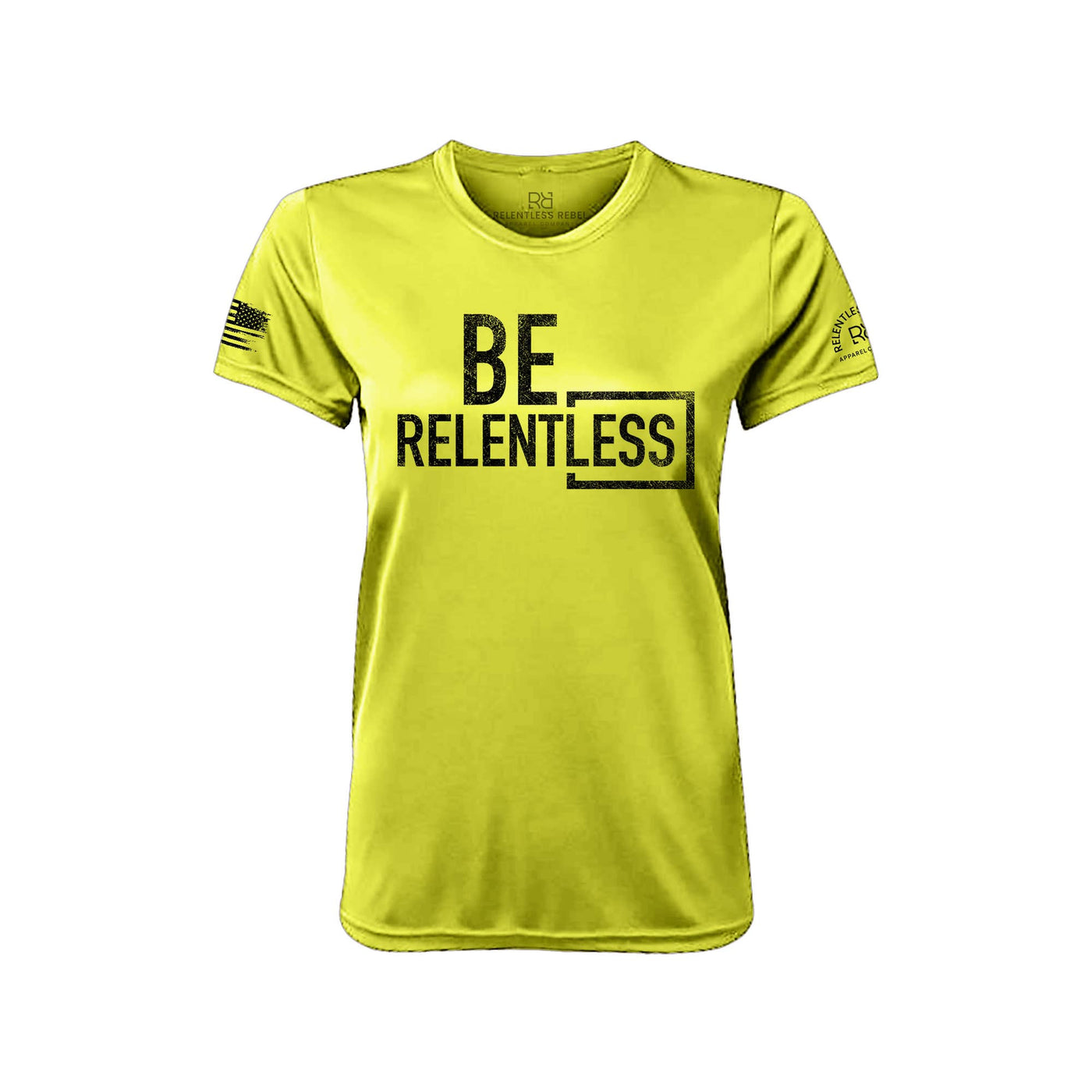 Be Relentless Safety Green Front Women's Dry Fit Tee