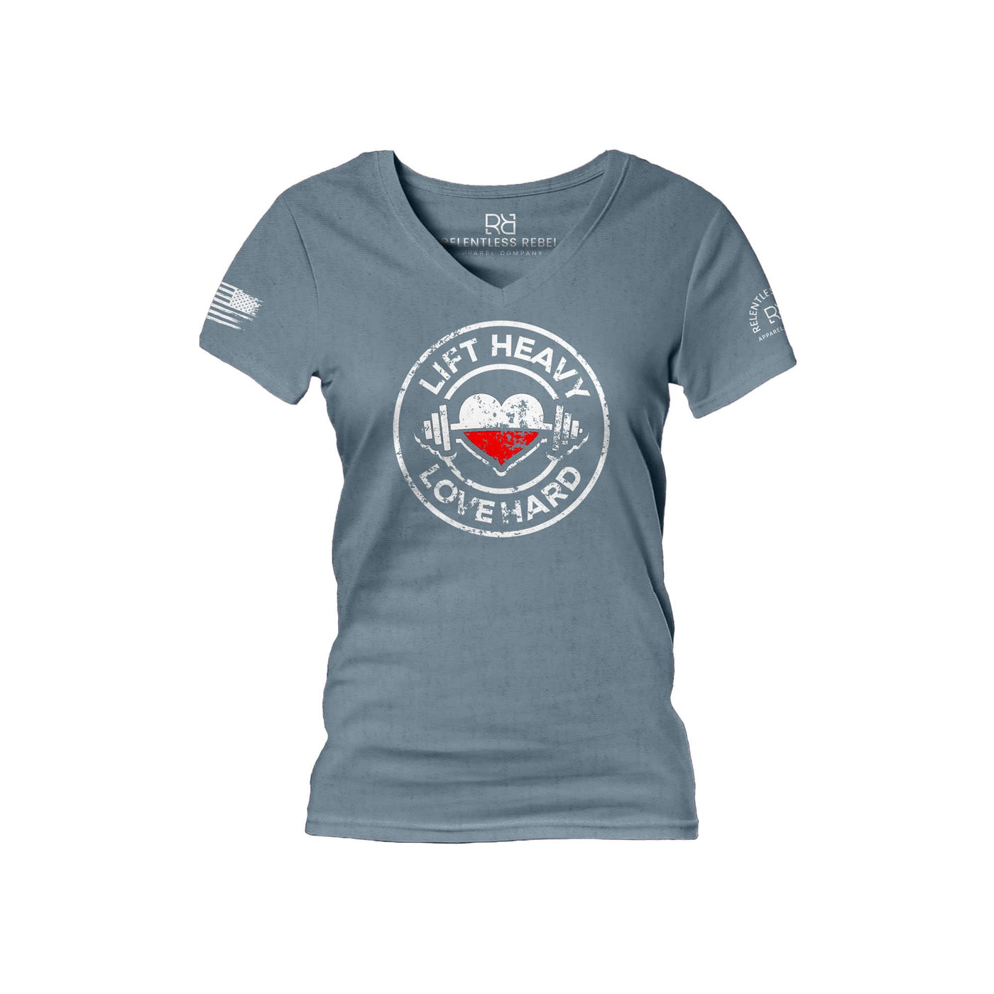 Lift Heavy Love Hard | C | Front | V-Neck Women's Tee