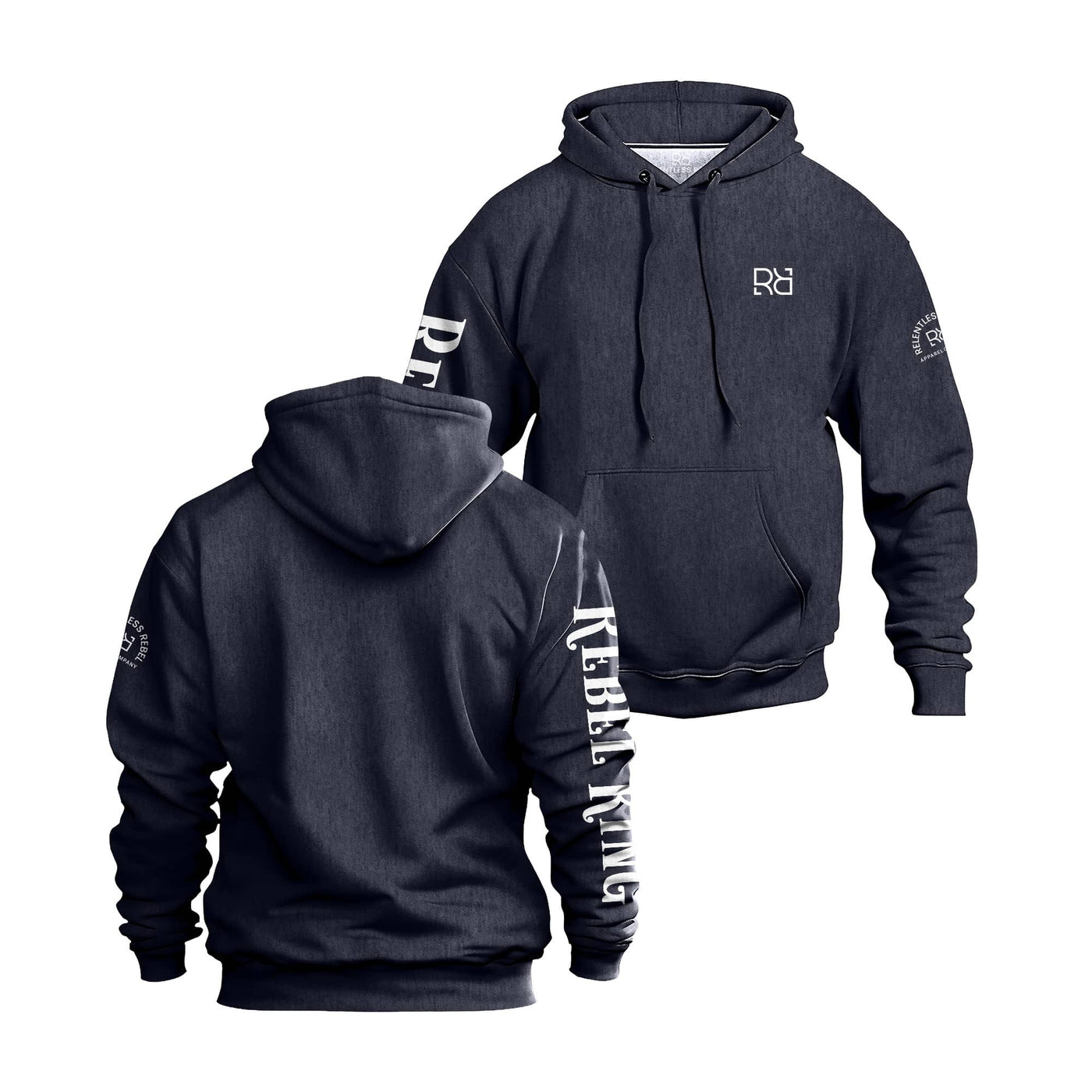 Navy Heather Men's Rebel King Sleeve Design Hoodie