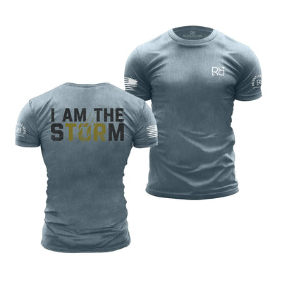 Heather Slate Men's I Am The Storm Back Design Tee
