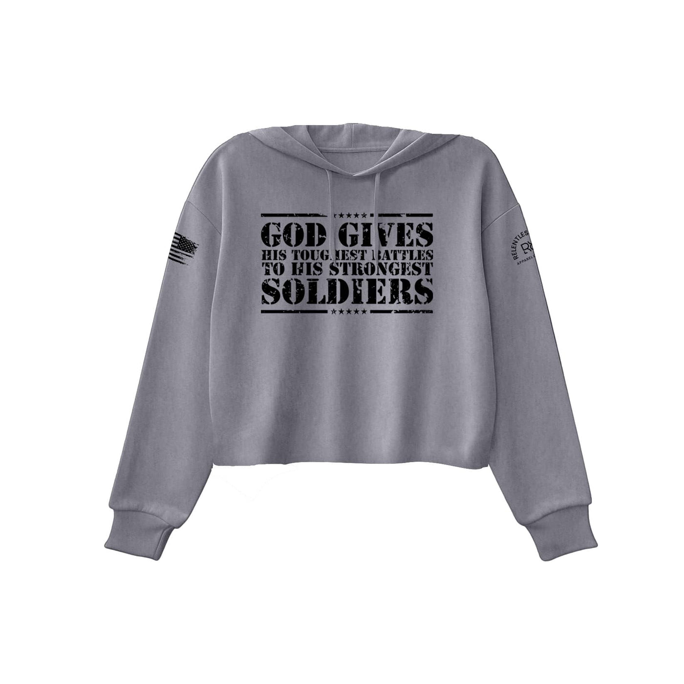 God Gives His Toughest Battles... | Front | Women's Cropped Hoodie