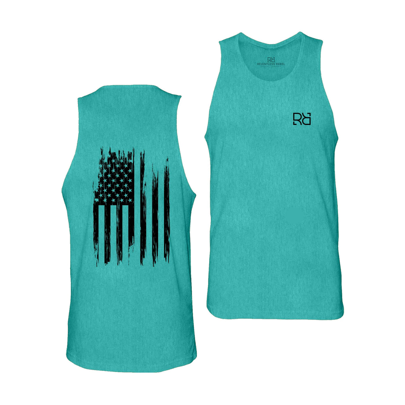 Teal Men's Rebel Patriot Flag Back Design Tank