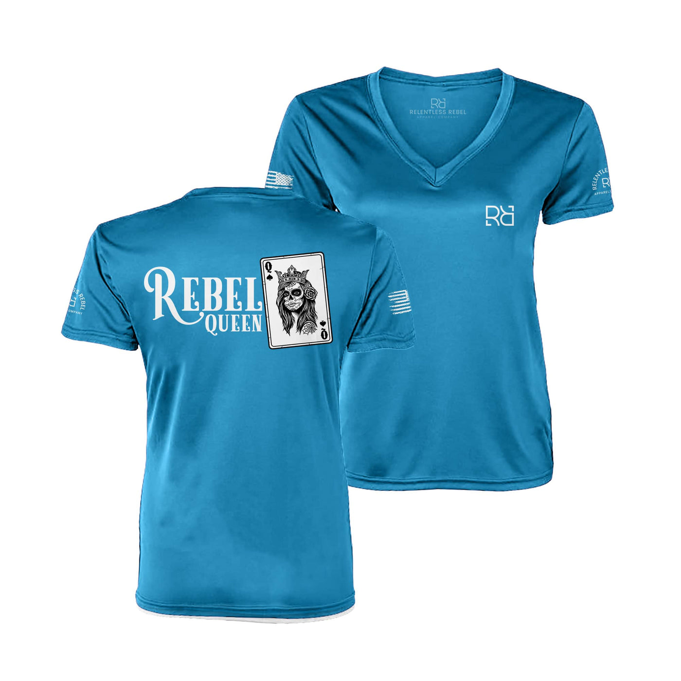 Turquoise Rebel Queen Women's V-Neck Dri Fit Tee