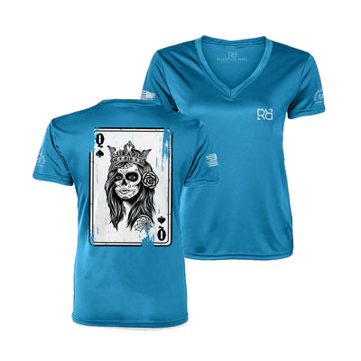 Turquoise Rebel Queen "Rebel Ace" Women's V-Neck Dri Fit Tee