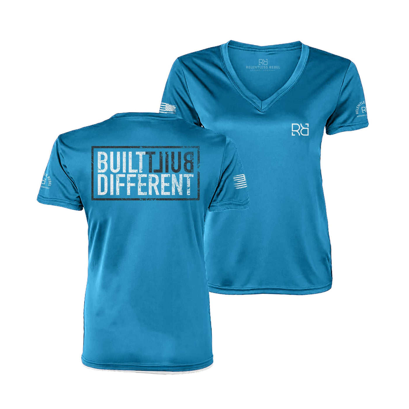 Built Different Turquoise Women's V-Neck Dry Fit Tee