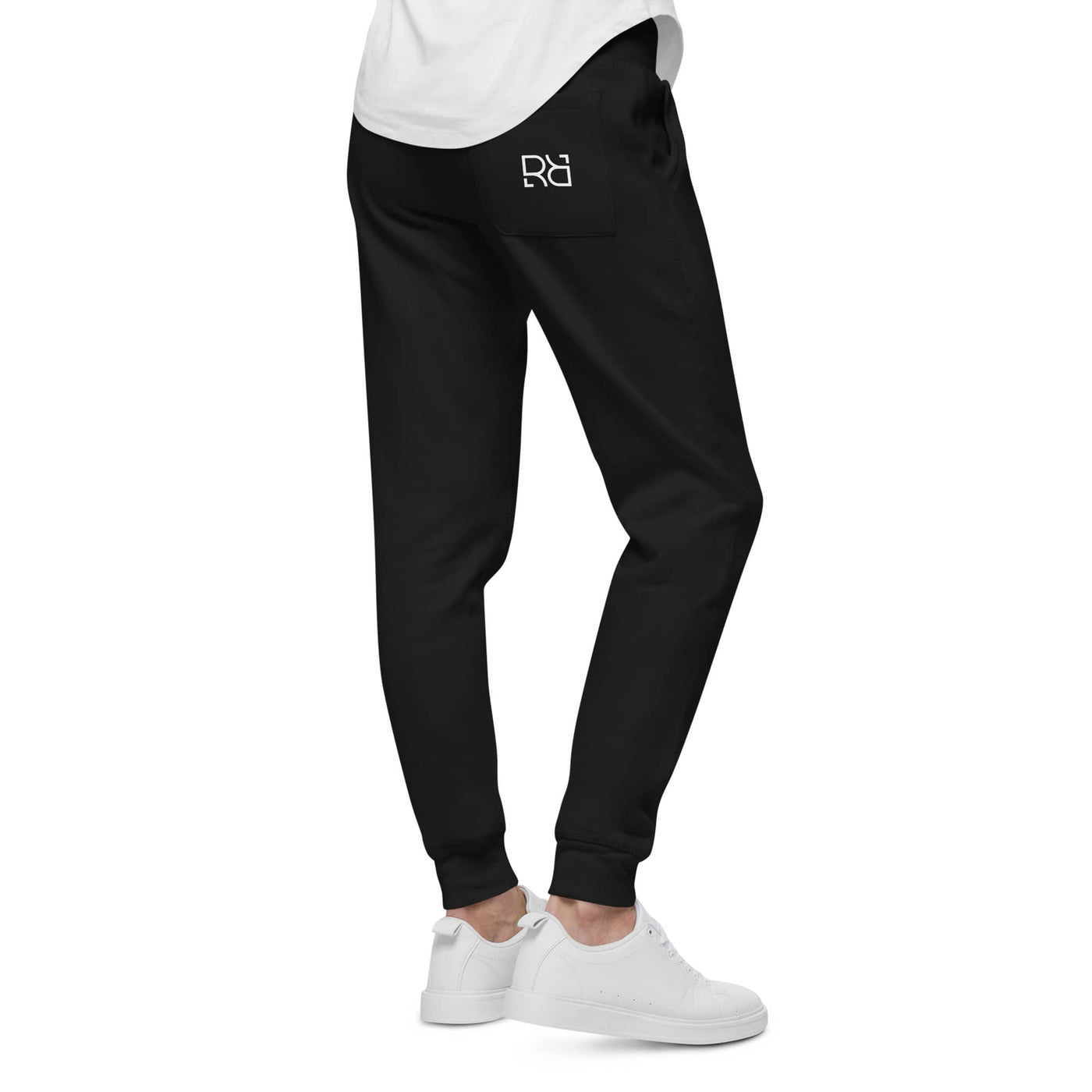 Woman wearing Black Built Different leg design joggers with pockets