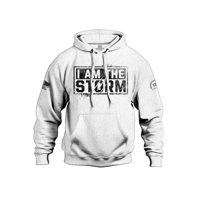 Relentless White Men's I Am The Storm Front Design Hoodie